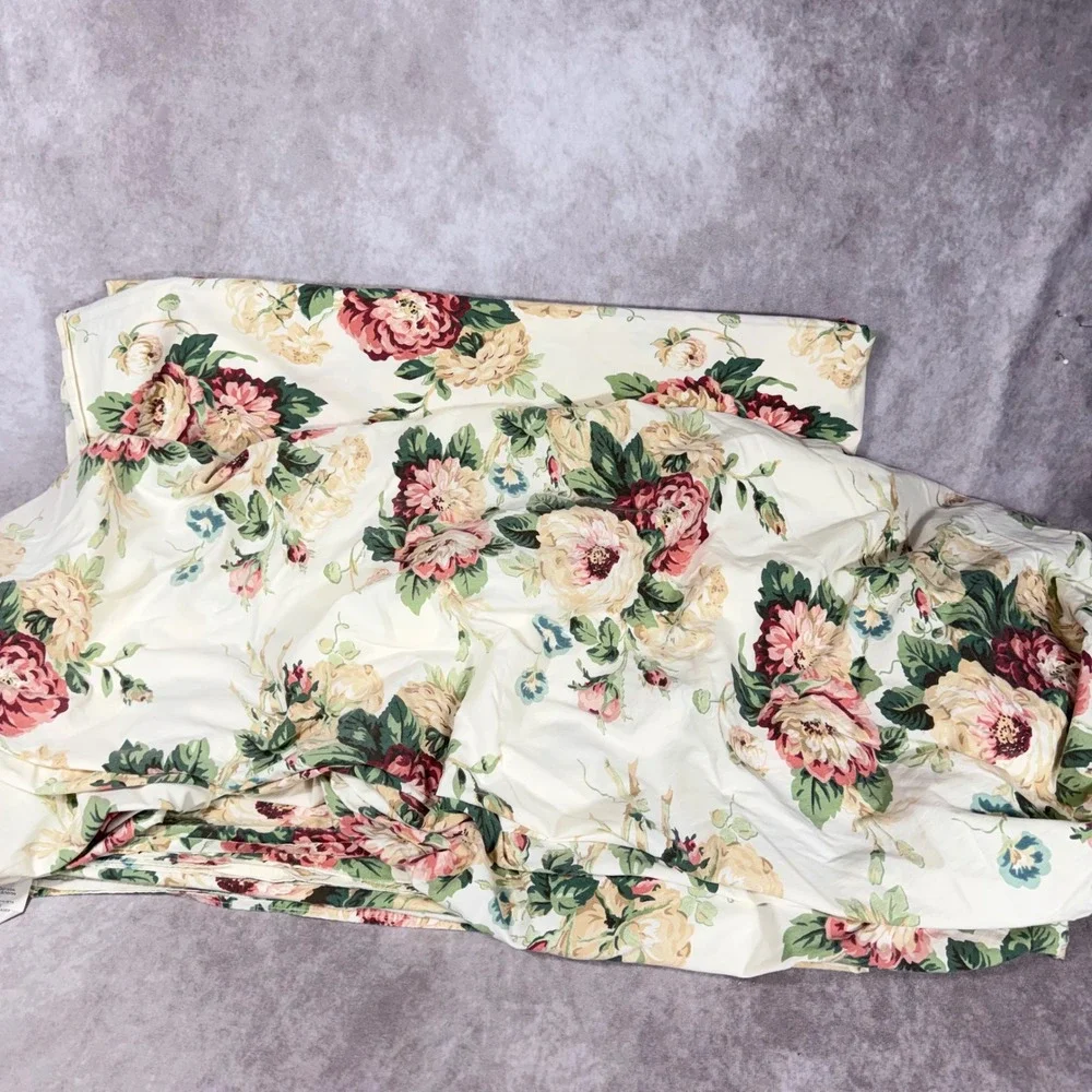Vtg Royale Floral King Sheet Set 2pc 100% Cotton Cabbage Rose Cottage Chic USA